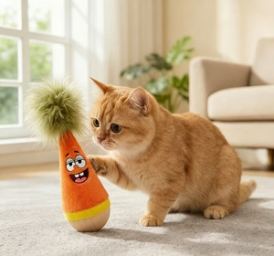 Jouet pour chat en bois, jouet à bascule durable et résistant aux griffures et aux morsures, jouet auto-entretenant amusant avec plumes pour l'énergie et le divertissement - Product Image 1