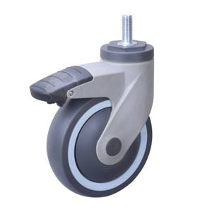 Medical Grade 3 4 5 Polegada TPR Roda Rodízio com ABS Freio Shell Rodízios Giratórios para Cama Hospitalar <span class=keywords><strong>Gurney</strong></span> Trolley - Product Image 4