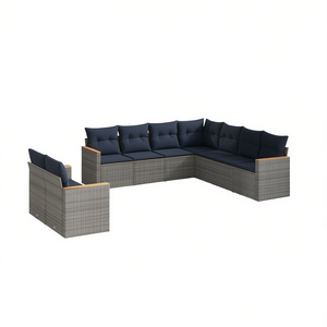 Grey Poly Rattan Garden <b>Sofa</b> <b>Set</b> With Cushions Contemporary Outdoor Furniture - Product Image 1