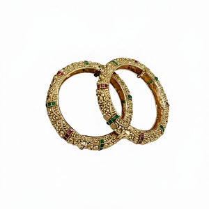 Women's Indian Traditional <b>Gold</b> Plated Engraved Copper <b>Bangles</b> <b>Set</b> for Wedding Engagement Anniversary & Party Gifts - Product Image 2