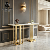 Table et armoire de porche en acier de luxe léger, meubles de salon modernes avec panneau en dalle de pierre et fonction de démontage