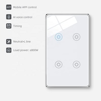 2 Yıl Garantili Ev Tipi Google 220v Duvar Anahtarları WiFi US 4'lü Dokunmatik Kontrol Alexa Google Asistan Uyumlu Turuncu Akıllı Işık Anahtarı
