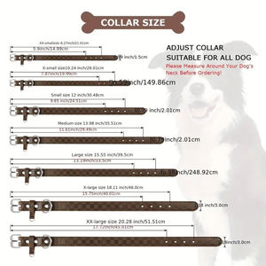 Collar de perro de cuero suave para perros pequeños y medianos Durable ajustable a prueba de olores PU Plaid collares para mascotas con a prueba de óxido - Product Image 6