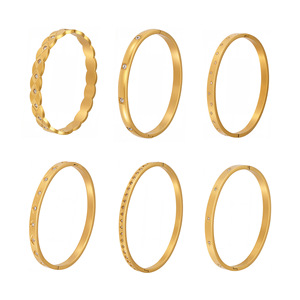 Brazalete de Acero Inoxidable Chapado en Oro de 18K Resistente al Deslustre para Mujer, Brazaletes de Moda Impermeables - Product Image 2