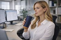 Mug à café isotherme classique en acier inoxydable à double paroi de 20 oz avec fond en liège, tasse de voyage réutilisable, logo personnalisé, 6-12 heures