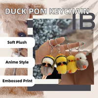 Pendentif de sac et porte-clés en peluche canard mignon avec pompon en fourrure de lapin, doux et adorable, ornements pour sac à dos et porte-clés