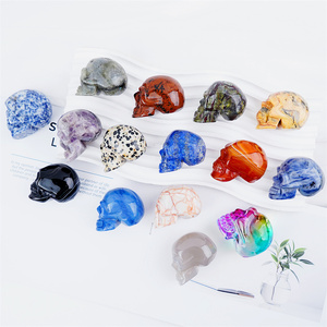 Оптовая продажа, кристаллы, лечебные камни, смешанный материал, вырезанные вручную синие черепа из авантюрина, Хрустальные черепа для декора - Product Image 4