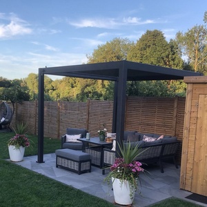 Pergola de jardin en aluminium avec profilé intégré, lumière LED étanche, design extérieur, lamelles horizontales électriques à ressort intégré - Product Image 2