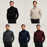 Pull à col roulé en laine mérinos 100% OEM pour homme, col haut, lavable en machine, 5 couleurs, pull en pure laine