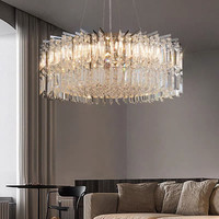 Lámpara de Araña de Cristal de Lujo, Altura Ajustable, LED Moderna y Minimalista, Iluminación para Villa, Sala de Estar, Dormitorio, Comedor, Ambiente Cálido