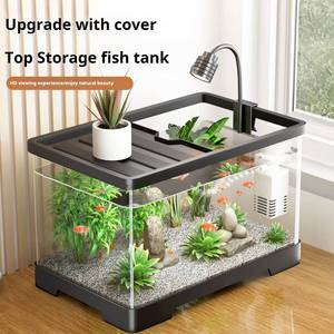 Acuario de Sobremesa Cuadrado de Acrílico Transparente de Alta Calidad, 5W, Moderno, para Peces Dorados, Camarones, Tortugas, Cangrejos, Ranas, Algas, para Espacio de Escritorio - Product Image 6