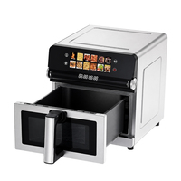 Four à friture numérique en acier inoxydable avec fenêtre de visualisation, écran LCD, usage domestique, revêtement antiadhésif, fonctions de grillade et de cuisson