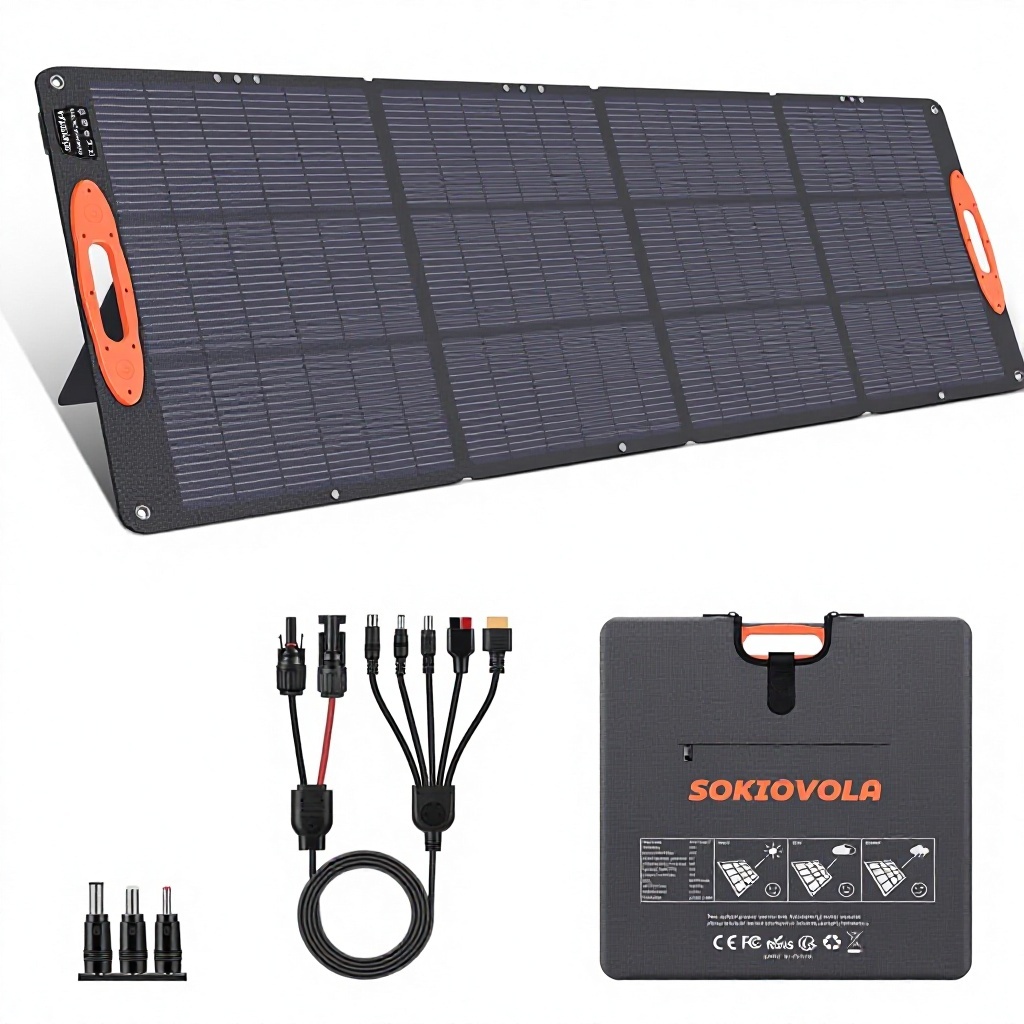 <strong>200W</strong> Portable <strong>Foldable</strong> <strong>Solar</strong> <strong>Panel</strong> 25% High Efficiency IP68 Waterproof Black/Orange N-Type 16BB