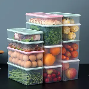 Kunststoff-Lager behälter Kühlschrank Lebensmittel Rechteckiger Crisper Lebensmittel frisch halten Küchen artikel Set