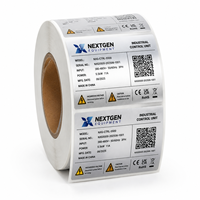 Étiquettes d'identification d'équipements industriels personnalisées avec finition mate en PET argenté, code QR, numéro de série et autocollants d'avertissement