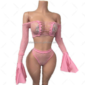 Tarifs inclus Vadulyer Original Factory Wholesale Populaire Diamond Fishnet Stripper Outfits Deux pièces - Product Image 1