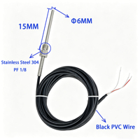 Industrial PT100 PT1000 Fixed Thread Platinum Thermometer Black PVC Cable Certified Quality RTD Economical Solution