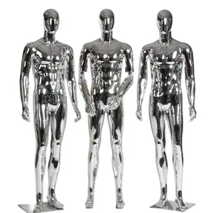 Ajustável corpo inteiro manequins cromados homens manequim torso galvanoplastia prata para moda vitrine para homens ovo/abstrato