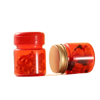 Bouteille en plastique PET rouge personnalisée de 30 ml (1 oz) pour capsules, petite bouteille à médicaments avec couvercles noirs à double ligne pour pilules et médicaments