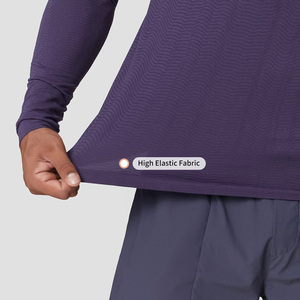 Biểu Tượng Tùy Chỉnh Liền Mạch Jacquard Tập Thể Dục T-Shirt Nhanh Chóng Làm Khô Thoáng Khí Độ Ẩm Wicking Người Đàn Ông Của Slim-Fit Dài Tay Áo Đào Tạo <span class=keywords><strong>Tee</strong></span> - Product Image 5