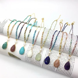 Collar de Moda con Cuentas de Piedra Natural de 2mm, Diseño <span class=keywords><strong>2026</strong></span>, con Colgante de Piedras Preciosas, Joyería Corta para Mujer - Product Image 6