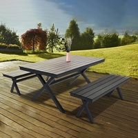 Ensemble de table et de chaises de salle à manger d'extérieur Fabriqué en Chine Table de café Table de restaurant Design X Support en aluminium Table de jardin avec pieds en métal