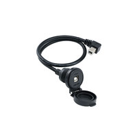 Connecteur USB Type-B femelle à montage sur panneau, étanche IP65, contacts en cuivre plaqué or, 30V 1.5A, avec câble gainé de nylon de 1m