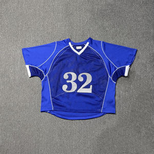 Camisetas de Fútbol al Por Mayor de Alta Calidad, Personalizadas, 100% Algodón Tejido, Transpirables, Cuello en V, con Estampado de Letras en Serigrafía - Product Image 4