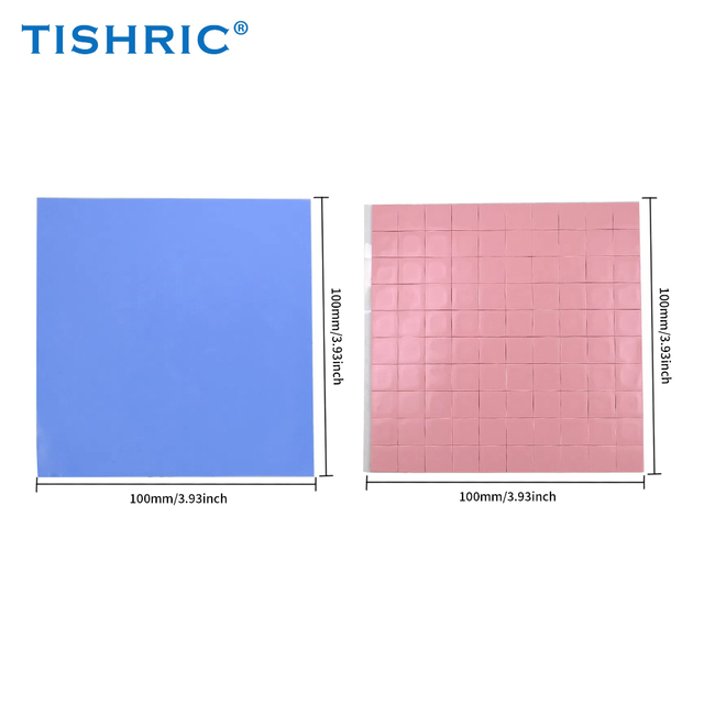 TISHRIC Silicone Thermal Pad 0.5/1/1.5/2 mm Blue Pink Cooler Heatsink Grease Paste Radiator Cooling Conductive Pads for GPU CPU