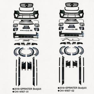 Kit Carrozzeria Completo per Mercedes-Benz <span class=keywords><strong>Sprinter</strong></span> W907 <span class=keywords><strong>2018</strong></span>+ LWB (Passo Lungo) Paraurti Anteriore e Posteriore Griglia Perfetta Compatibilità OEM Materiale PP Montaggio a Bullone - Product Image 1