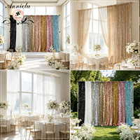 Rideau Moderne Grand Paillettes Dorées Argentées 18mm Tissu Maille à Paillettes Panneau Décoratif pour Mariage Événement Fête Toile de Fond