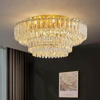 Lustre en cristal à base de fer de luxe léger pour salon et restaurant, luminaire LED moderne et élégant à montage en surface