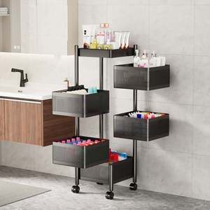 Metal Rotating <b>Storage</b> Rack, Square Rotating <b>Basket</b> with 360° Wheels, Fruit <b>Vegetable</b> Shelf, Rotatable <b>Basket</b> for Kitchen - Product Image 6