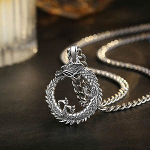 Merryshine 2025 925 perak murni vegvissir Norse Viking perhiasan Gotik kalung halus liontin kepala naga - Product Image 2