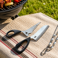 Ciseaux de cuisine multi-usages en acier inoxydable robuste et écologique de 9 pouces, détachables, avec étui de protection pour barbecue et poulet