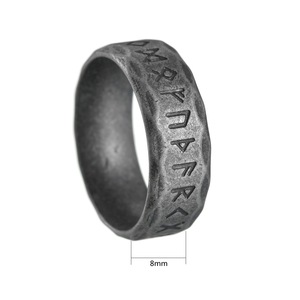 Homens 8mm Vintage Aço Inoxidável Viking Runes <span class=keywords><strong>Retro</strong></span> Aço Inoxidável Dedo Anéis para Homens - Product Image 6