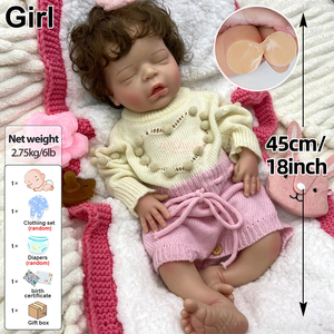 Bambole Reborn Realistiche in Silicone da 18 Pollici per Bambine con Capelli Ricci, Produzione ODM, Texture Venosa, Anatomicamente Corrette, Giocattolo Interattivo per Neonati - Product Image 4