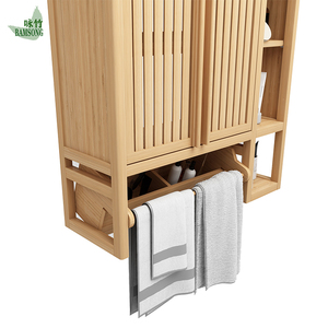 Gabinete <span class=keywords><strong>de</strong></span> Almacenamiento <span class=keywords><strong>de</strong></span> Bambú <span class=keywords><strong>para</strong></span> Montar en la Pared con Toallero, Gabinete <span class=keywords><strong>de</strong></span> <span class=keywords><strong>Baño</strong></span> con Puerta <span class=keywords><strong>de</strong></span> Listones Transpirables <span class=keywords><strong>para</strong></span> el Hogar - Product Image 6
