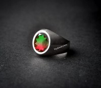 Bague pour homme en tourmaline pastèque, argent sterling 925, tourmaline bicolore doublet à taille ovale, bijou de caractère en quartz, cadeau