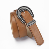 Cinturón para mujer, cinturones vintage, cinturón de PU para mujer, diseño de hebilla de metal intrincado, accesorio elegante para atuendos diarios retro y elegantes
