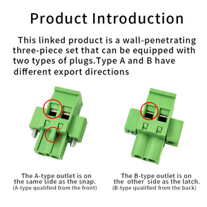 Conector de paso de pared con brida de 5.08mm y enchufe vertical tipo A/B - Juego completo macho-hembra en línea sin soldadura 2-24P - Product Image 4