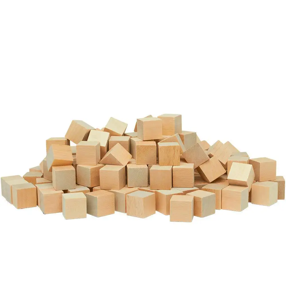 Blocco cubo di legno di pino quadrato architettonico non finito per bambini che dipingono la creazione di Puzzle di artigianato fai da te