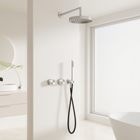 Mitigeur de douche mural double poignée brossé de haute qualité avec cartouche céramique, eau chaude et froide, pour salle de bain