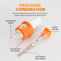 En gros 20 pcs/boîte Universel Jetable Cartouche De Tatouage Aiguille Stérilisé 316 Acier Orange Silicone Grip pour Artistes