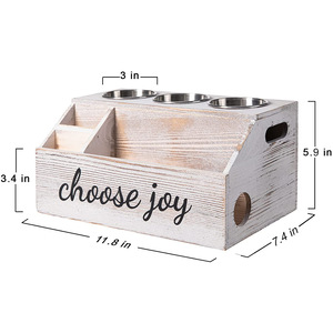 Caja de Almacenamiento de Madera para Baño, 50x30 cm, Organizador Rectangular de Cosméticos con Soporte para Secador de Pelo, Blanco Desgastado, Choose Joy - Product Image 3