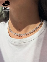Collier et bracelet tennis personnalisés de style européen avec diamants de laboratoire, en or 9K, 10K, 14K, avec des perles étincelantes alternées