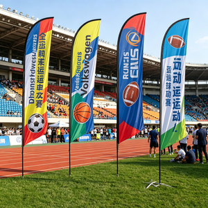 Bandiera a Piuma Resistente con Supporto a Picchetto per Esposizione, Banner Volante per Campagne Pubblicitarie, Bandiere Promozionali Personalizzate a Forma di Lama Antivento - Product Image 4