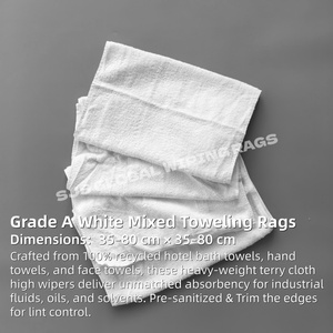 Trapos de limpieza de rizo industrial reciclado al por mayor, 100% algodón, colores mixtos, absorbentes de aceite, ecológicos, a granel para - Product Image 2