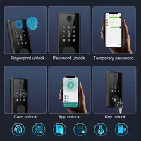 Serrure de porte intelligente à empreinte digitale avec application TTLock, déverrouillage par mot de passe/carte/clé, serrure électrique Tuya pour porte en bois