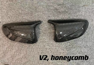 Miễn phí vận chuyển MRD cho Infiniti Q50 Q60 V2 <span class=keywords><strong>M</strong></span> Style Ốp gương chiếu hậu xe hơi bằng sợi carbon, kiểu tổ ong đen - Product Image 5